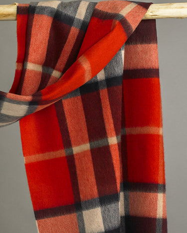 Red Thomson Tartan Cashmere Extra Wide Scarf
